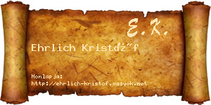 Ehrlich Kristóf névjegykártya